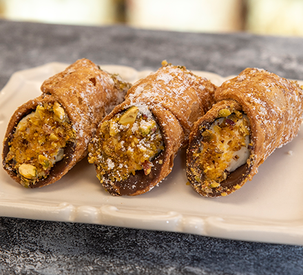 Italian Ricotta Cannoli with pistachios at Goodies Bakery