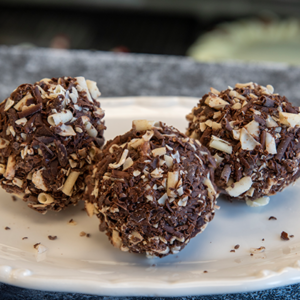 Classic Rum Balls rolled in chocolate by Goodies Bakery