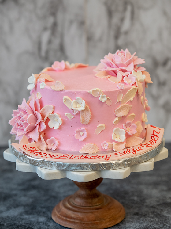 Pink Floral Cake with Topper – Crave by Leena