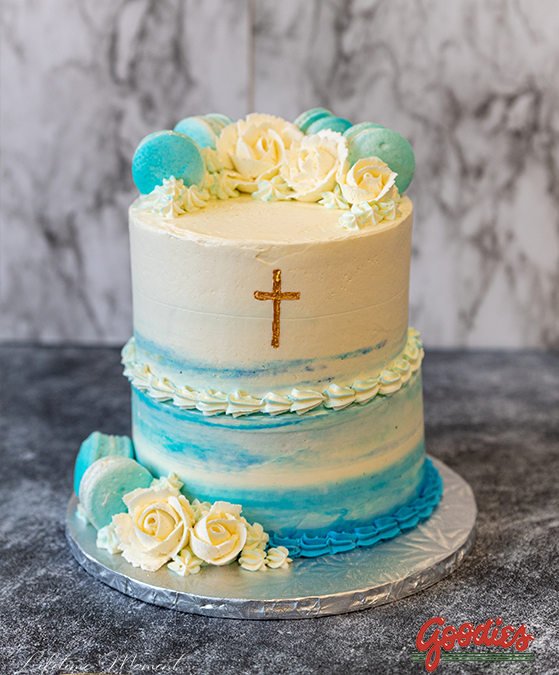 Blue Baptism Cake