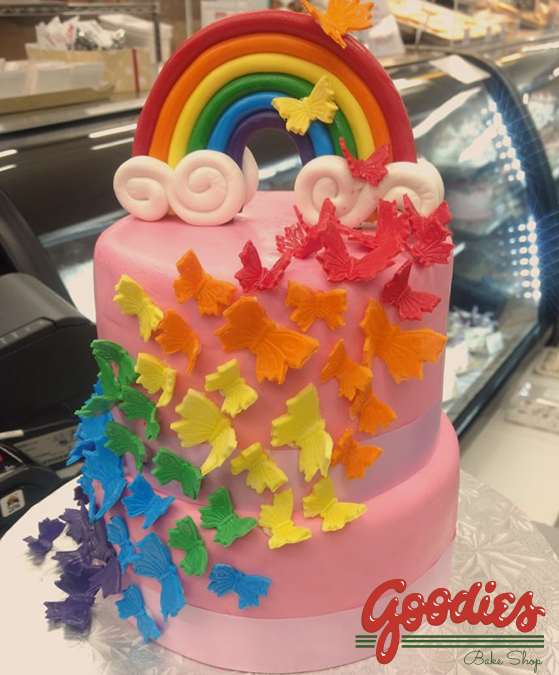 Butterfly and Rainbow Birthday Cake