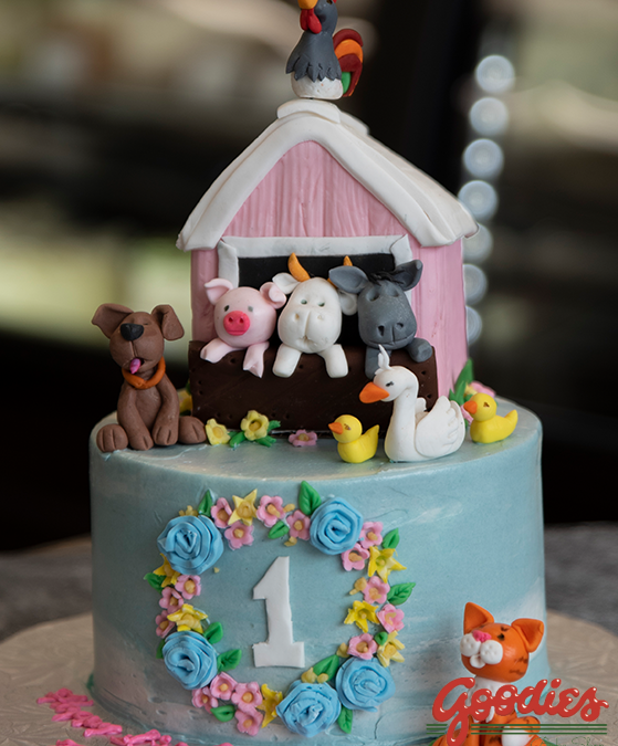 Baby Farm Animal Birthday Cake
