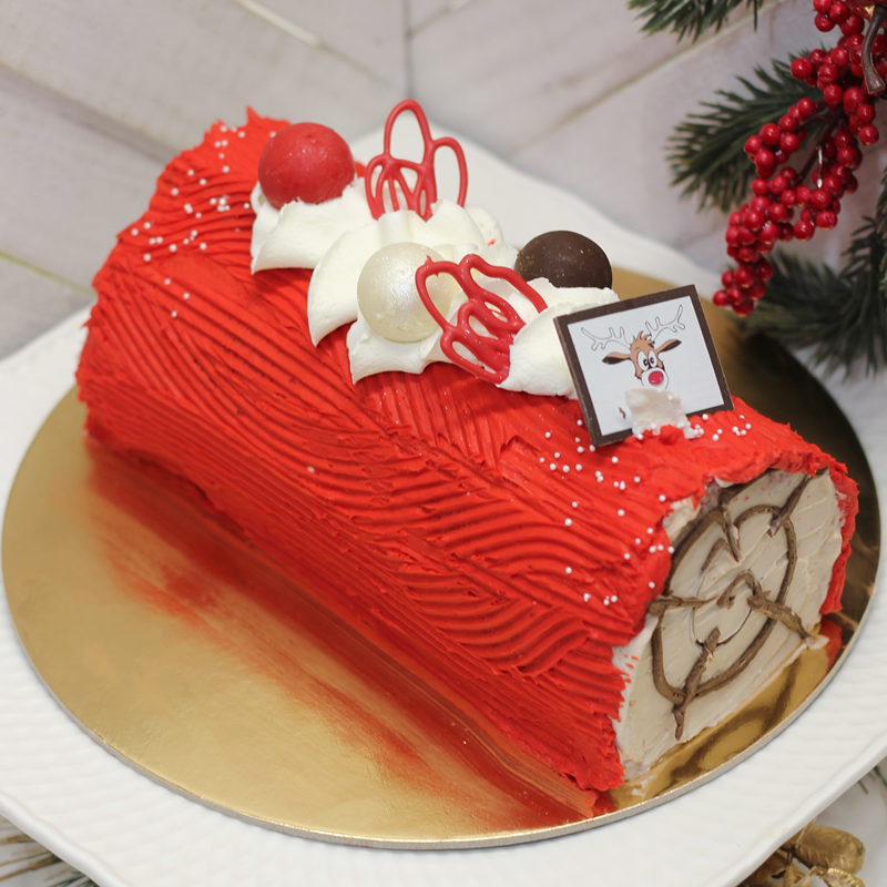 Red Velvet Yule Log
