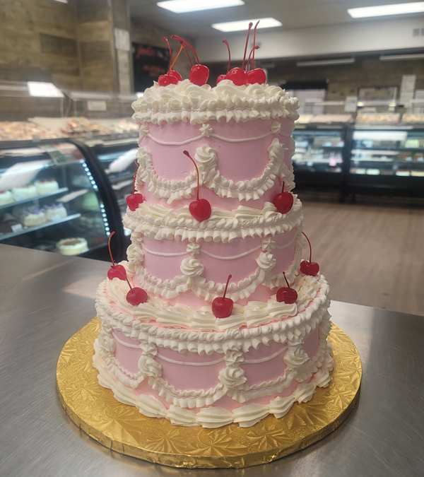 3 Tier Pink Vintage Buttercream Cake
