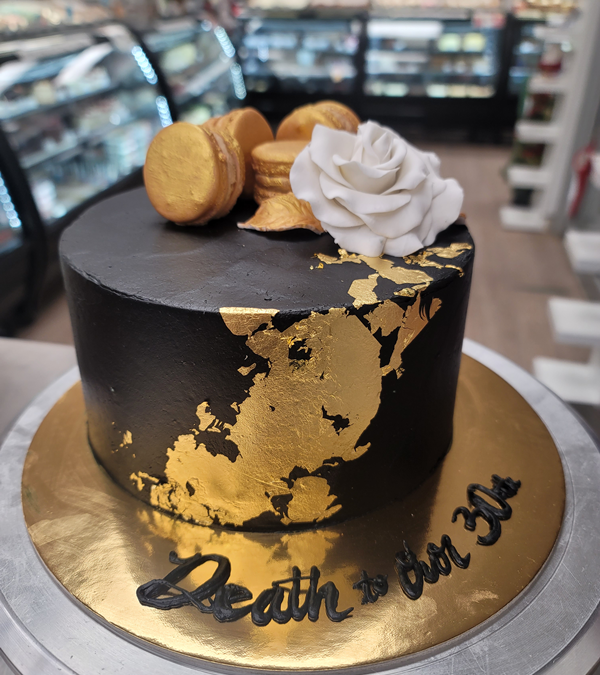 Black Gold Flake Custom Cake
