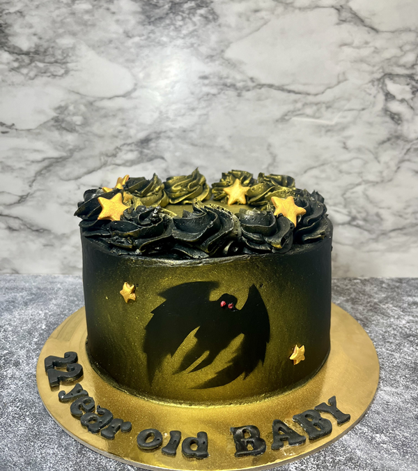 Mothman Gold Custom Cake